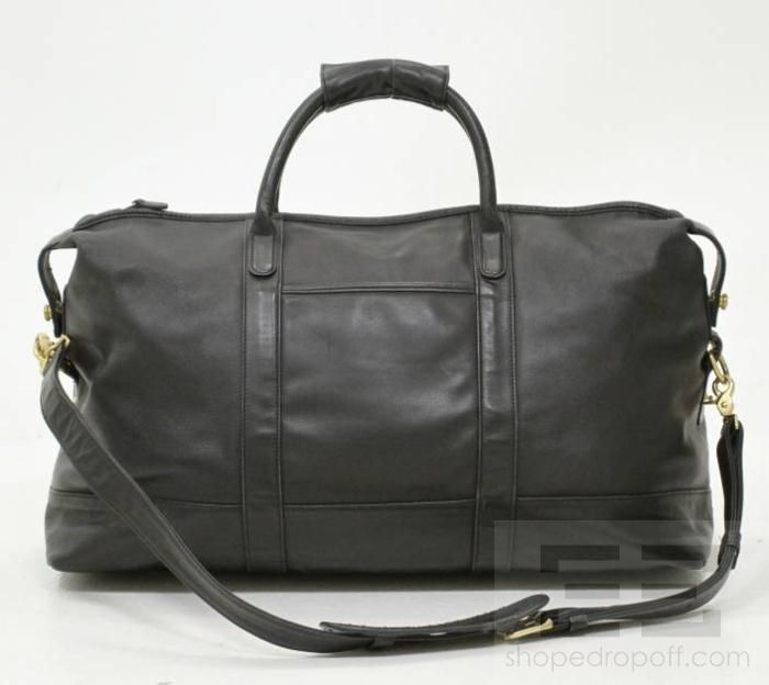 Coach Vintage Black Leather Large Travel Duffel Bag  