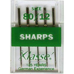 KLASSE SEWING NEEDLES SHARPS SIZE 80/12  