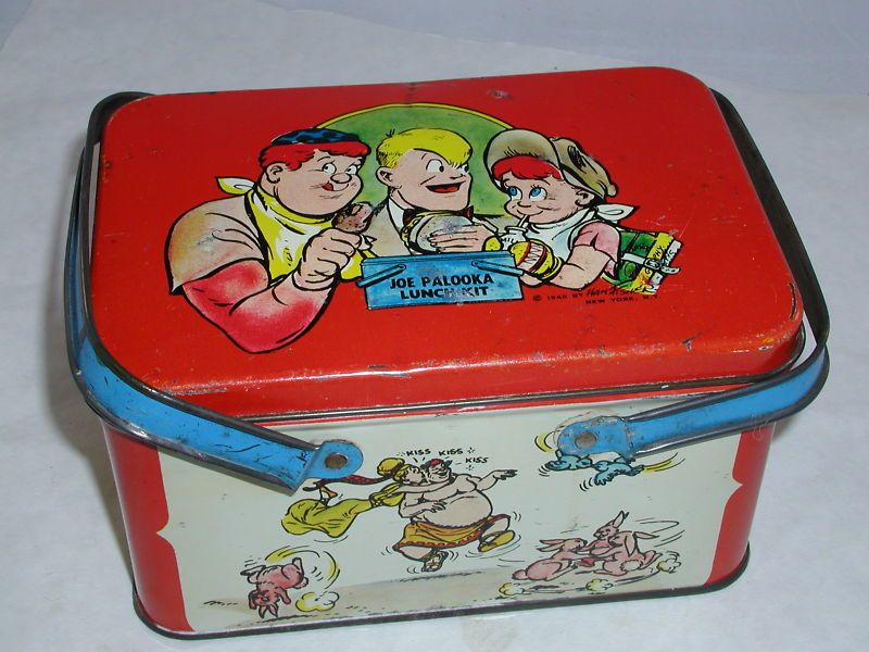 RARE JOE PALOOKA TIN ADVERTISING LUNCH BOX PAIL 900 P  