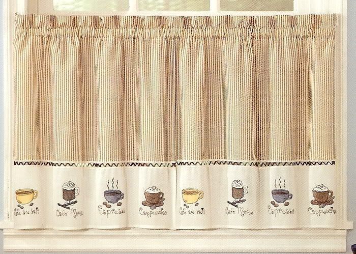 JAVA ESPRESSO COFFEE CAPPUCCINO CURTAINS 36L TIER SET  