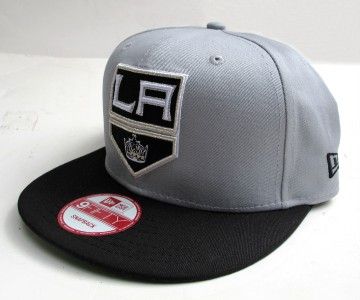 LA Kings Grey On Black with Silver Tone Snap Back Cap Hat By New Era 