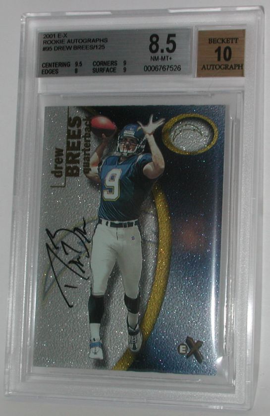 2001 E X Rookie Autographs Drew Brees #122/125/1000 BGS 8.5 / 10.0 