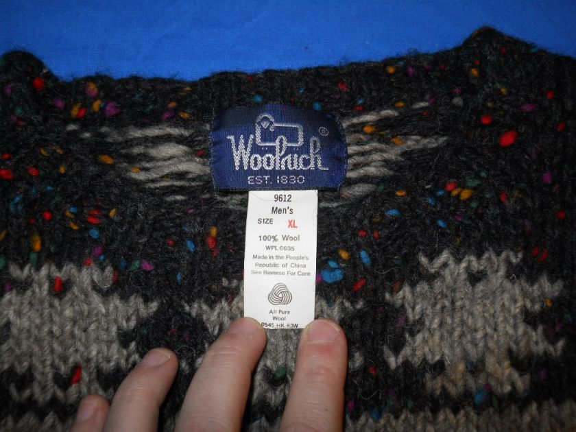 vintage WOOLRICH NATURAL HEAVY WOOL KNIT NATIVE AMERICAN DIAMOND 