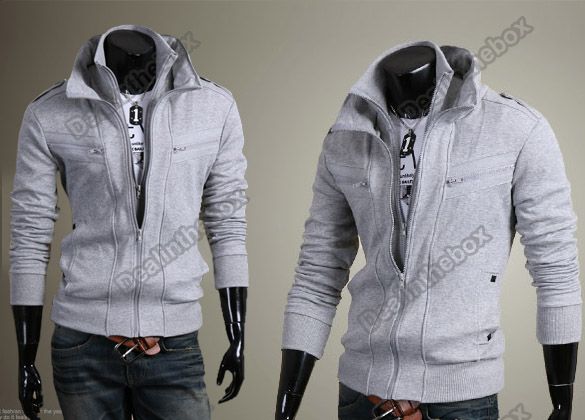 New Stylish Slim Fashion Mens Hoodies Fit Jackets Coats Double Zip 