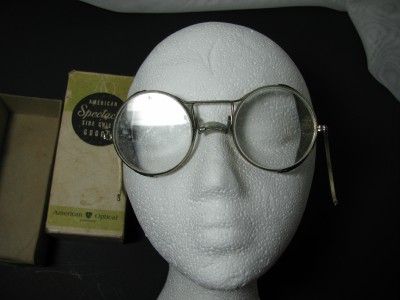 Vtg American Optical Spectacle Side Shield Goggle Glasses Steampunk 