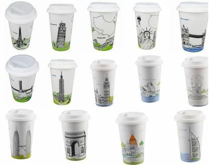 Am Not A Paper Cup Eco Mug   Eiffel, London, Pisa etc  