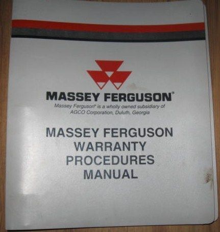 Massey Ferguson 3 Ring Warranty Procdures Manual Binder  