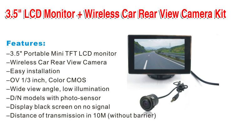   MONITOR +WIRELESS REVERSE CAMERA CAR REAR VIEW SECURITY CAMERAS VISION