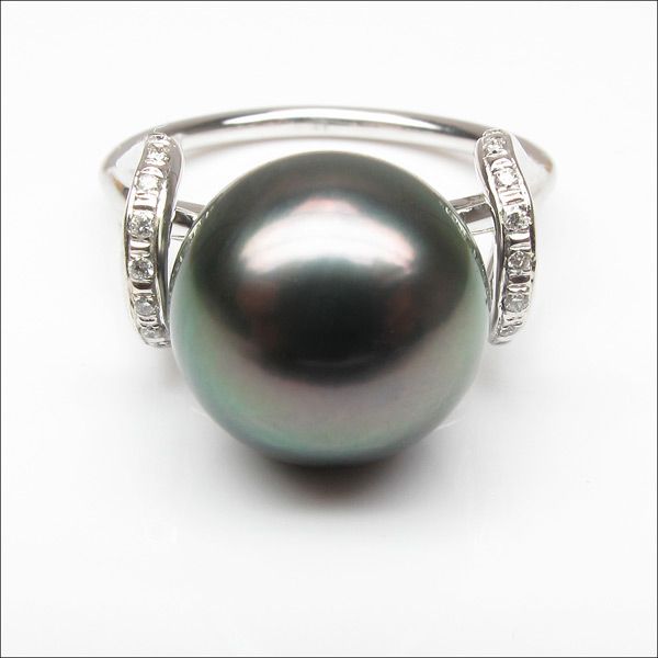 AAA10.9MM PEACOCK TAHITIAN SEA PEARL RING/G18K/DIAMOND  