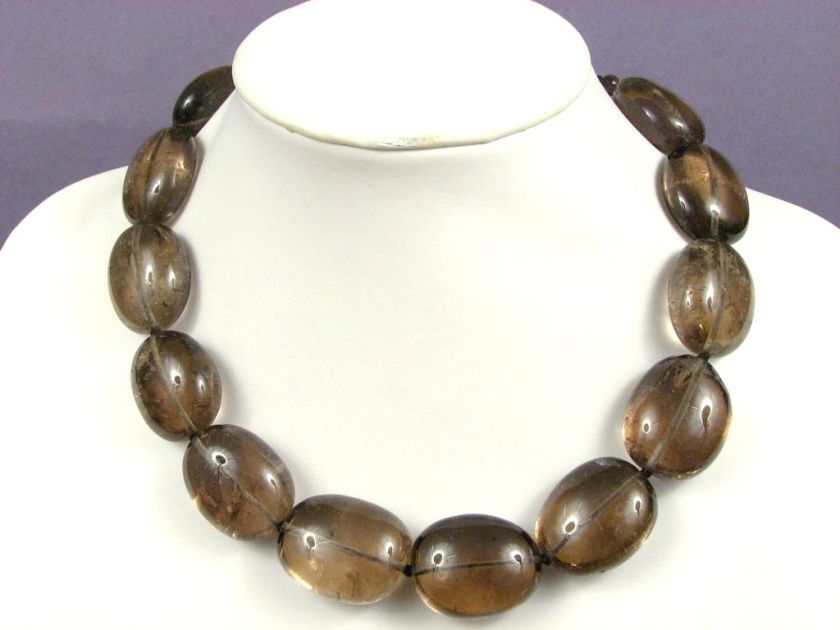 Necklace Smokey Quartz LT 30 33mm Nuggets 925  