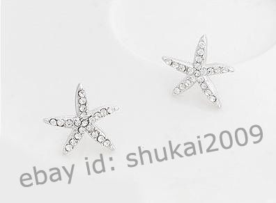 Fashion Cute Swarovski Starfish Studs Earrings  