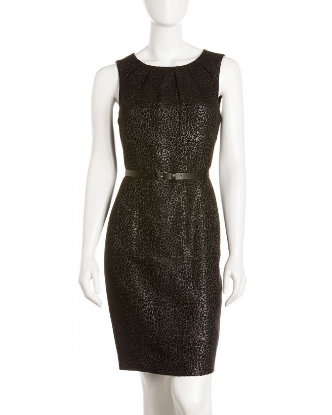 MICHAEL Michael Kors Pleat Neck Embossed Sheath Dress  