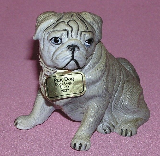 LIFELIKE PUG DOG FIGURINE NEW RAY RUBBER W TAG  