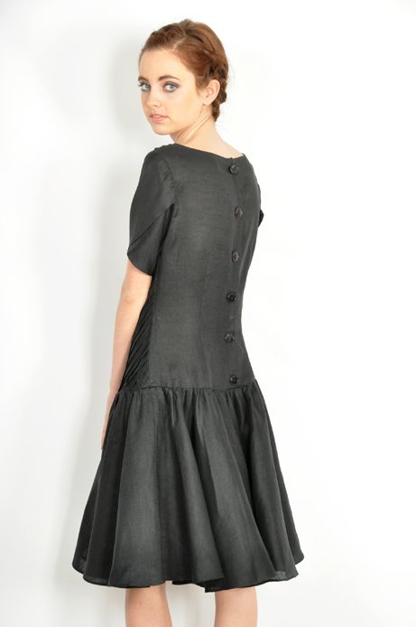   80s Black PLEAT FULL SKIRT Avant Garde Unique Cocktail Party Dress S