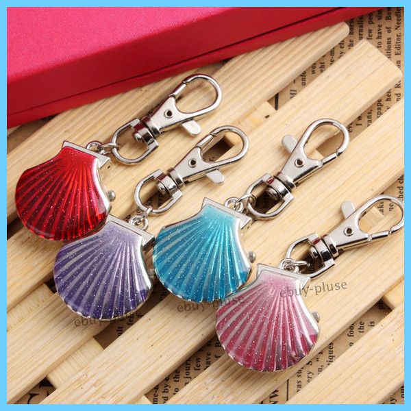 Lovely Shell Key Chain Ring Pendant Pocket Quartz Watch Gift 4 Colors 