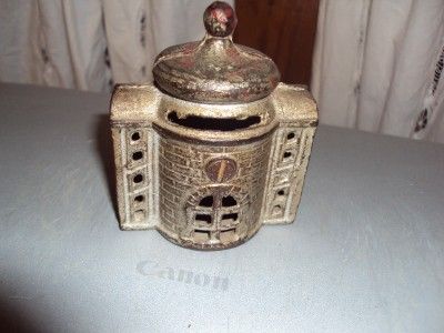 Vintage Cast Iron Bank 3 1/4 Dome Building  