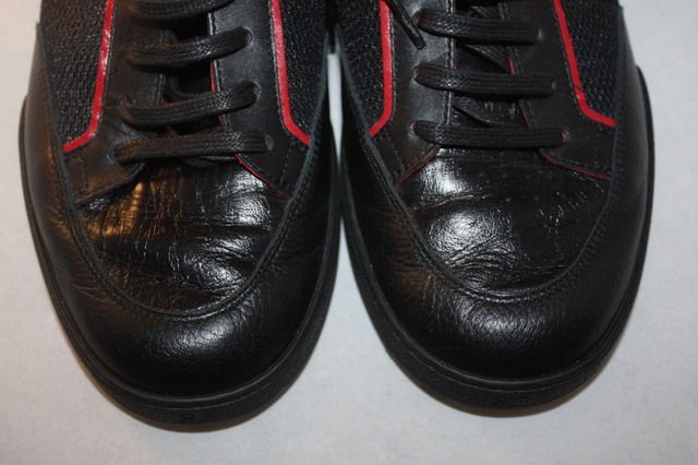 GUCCI Mens Leather Sneakers Black 6.5 G 7 US Shoes 2012  