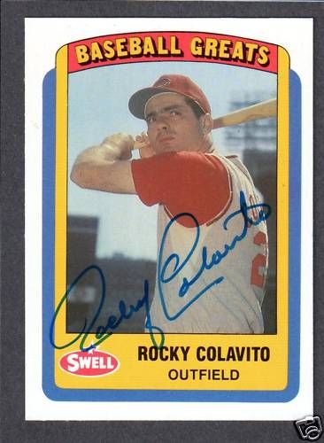 1990 SWELL #119 Rocky Colavito IND AUTOGRAPH AUTO COA  