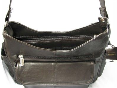 NWT New Genuine Leather Satchel Shoulder Bag Purse Medium Brown 