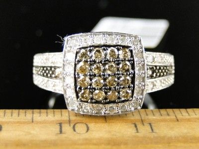 LADIES WOMENS WHITE GOLD CHOCOLATE BROWN DIAMOND WEDDING BAND RING 1/2 