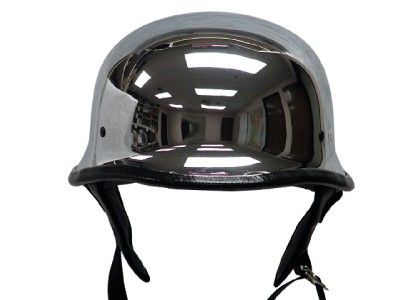DOT German Silver CHROME Motorcycle Half Helmet Biker~S  