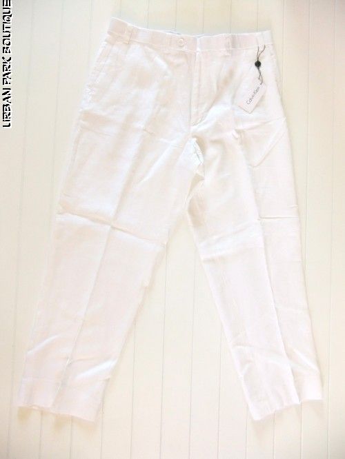 CALVIN KLEIN MENS OFF WHITE LINEN PANTS SZ 38 X 30  