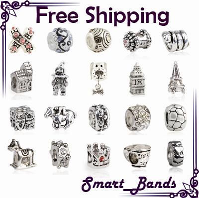 20pcs mixed silver beads for European bracelet bead charm free 