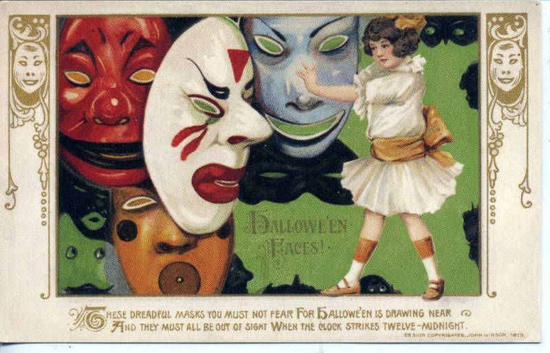 HALLOWEEN POSTCARD JOHN WINSCH REPRO HALLOWEEN FACES 2  