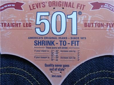 Levis 501 0000 ORIGINAL Jeans SHRINK To FIT Blue 34X34  