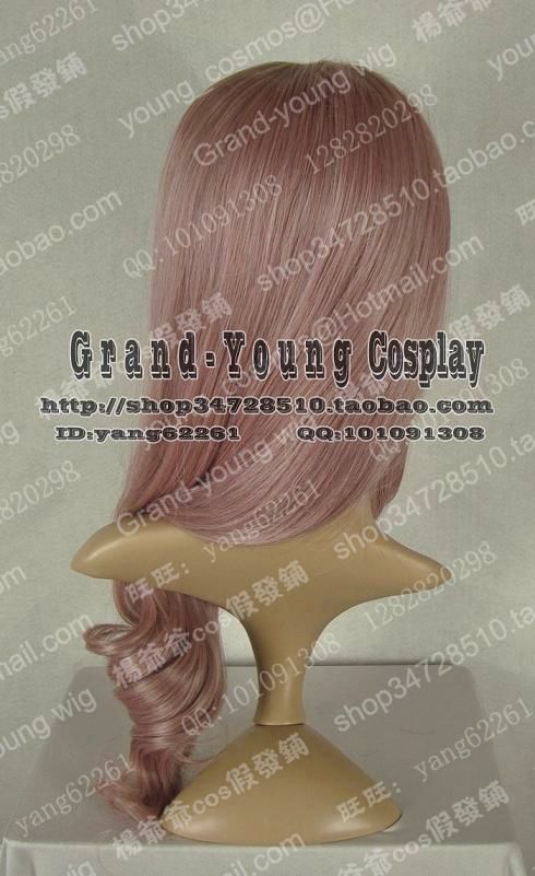 13 Final Fantasy lightning Cosplay Wig Gray Pink  