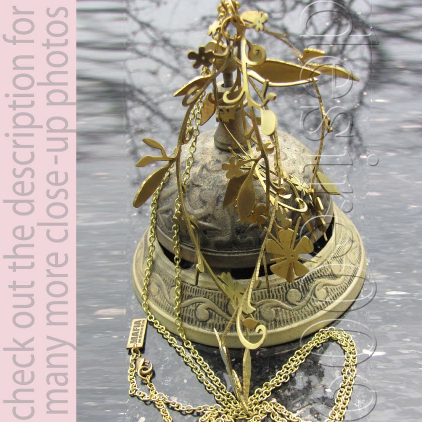 Mafia Gold Bronze Floral 3D Bird Cage Long Necklace  