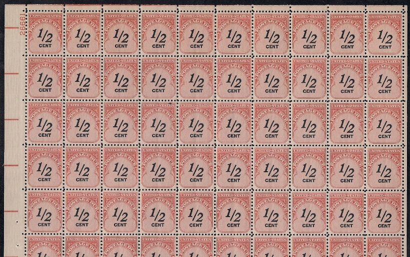 1959   1/2 CENT POSTAGE DUE #J88 Full Mint  MNH  Sheet  