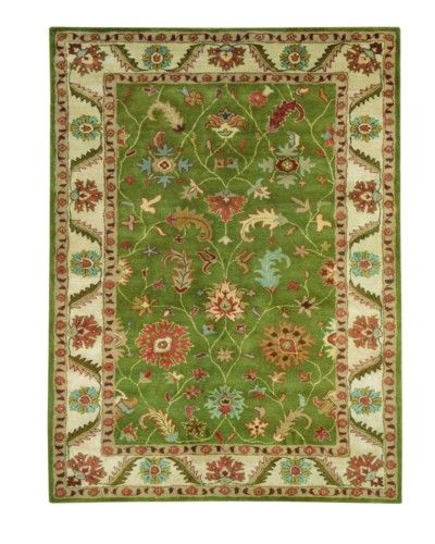 Green Ivory Modern Persian Handmade Wool Area Rug  