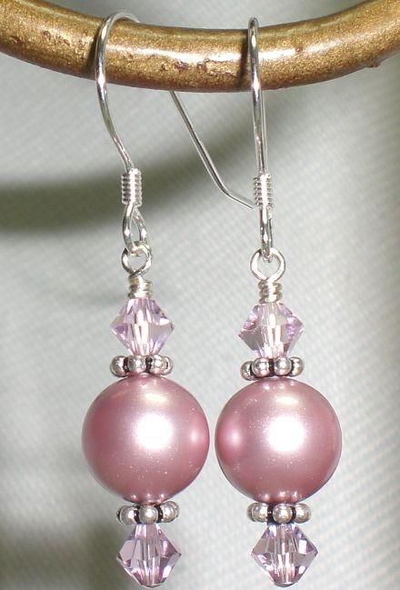 Burgundy Amethyst Crystal Pearl Wedding Bridesmaid Earrings Many Color 