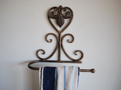 Wrought IronFrench Style Fleur De Lis Towel Ring /Rail  