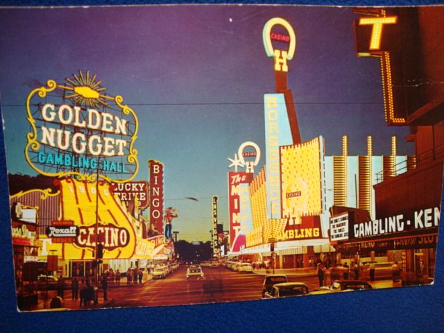 Fremont Street from Second Street. Las Vegas, Nevada. Nice vintage 