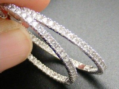   SI1/G Inside & Out Hoop Earrings 14kt White Gold 1.25 Diameter  