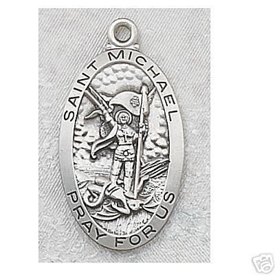 Sterling Silver St. Michael Medal On 24 Chain #L550MK  