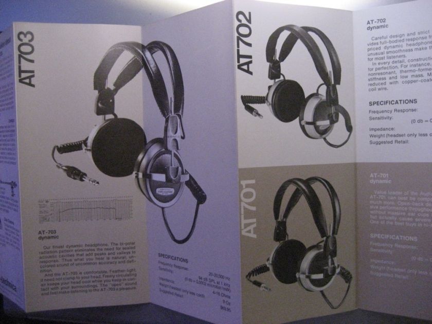 Audio Technica Headphone Brochure 1974 AT 707, AT 706, AT 703, AT 702 