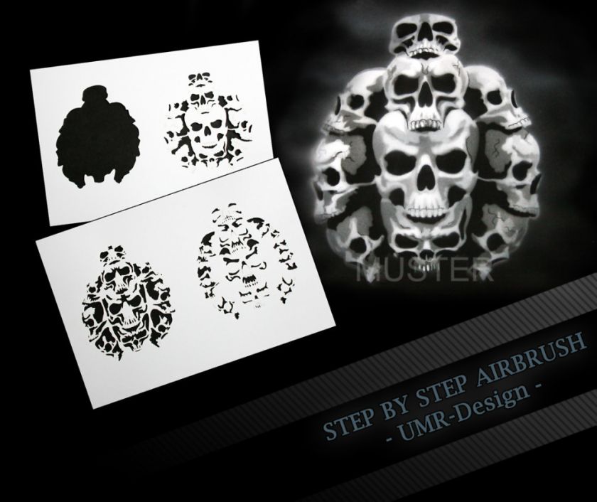 Airbrush Stencil Template 4 Steps AS 112 M Size 5,11 x 3,95  