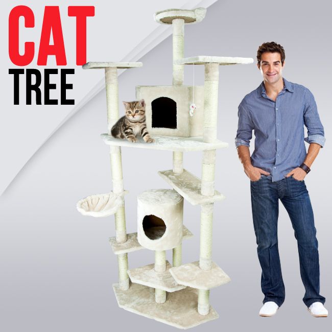 Deluxe 53 Cat Tower Tree w Condo Scratcher Furniture Kitten House 