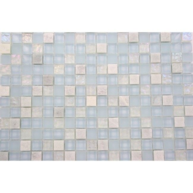 FUSION MORNING MIST BLEND 1/2 X 1/2 MARBLE & GLASS TILES 1/4 SHEET 