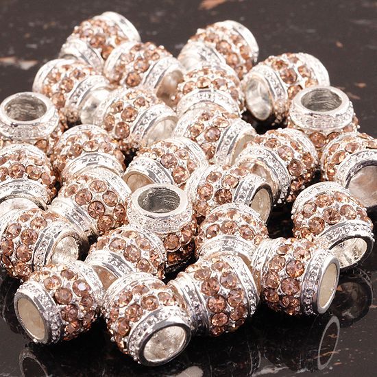 Wholesale Fashion Rhinestone Crystal Loose Spacer Beads Charm European 