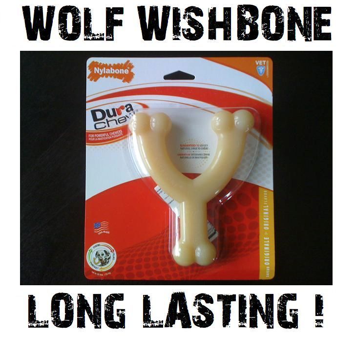 NYLABONE LARGE WOLF WISHBONE DOG CHEW DURABLE BONE TOY  