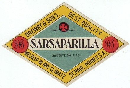 Pre pro Sarsaparilla Label   St. Paul   Drewry And Sons  