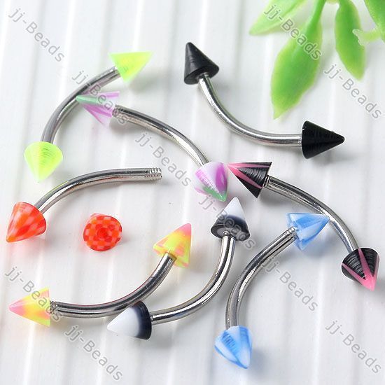   Colorful UV Spike Barbell Bars Eyebrow Rings Studs Steel Piercing