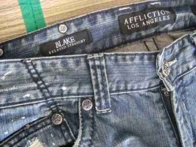 NWOT Men Affliction Los Angeles Blake relaxed straight Jeans 34/34 