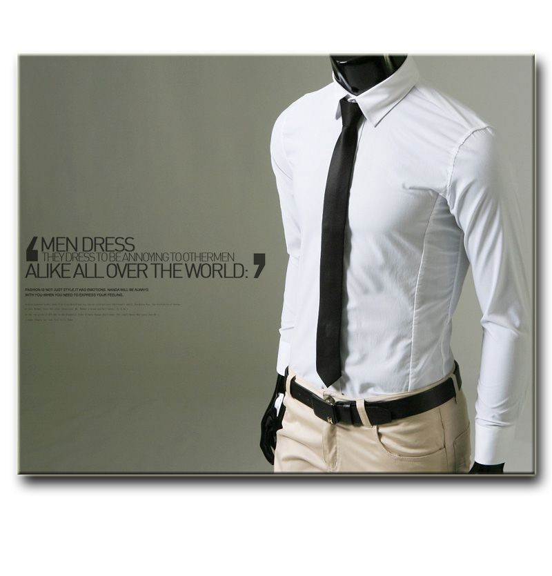 BROS MENS Business Stylish WHITE Basic Slim Shirts .1  