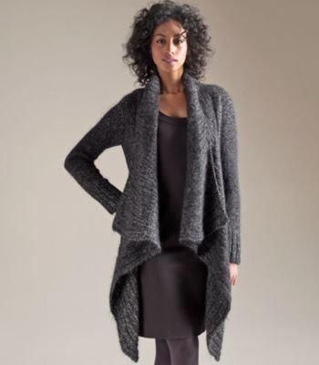 EILEEN FISHER NWT $298 Ombre Cloud ALpaca Long Cardi CHARCOAL S M L XL 