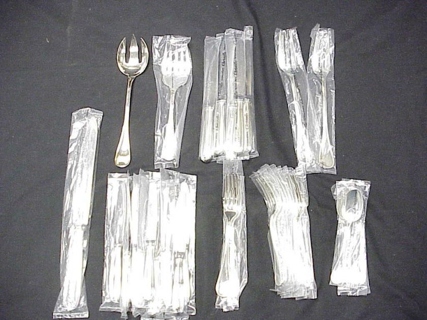 35pc Christofle France Perles Silverplate Flatware  